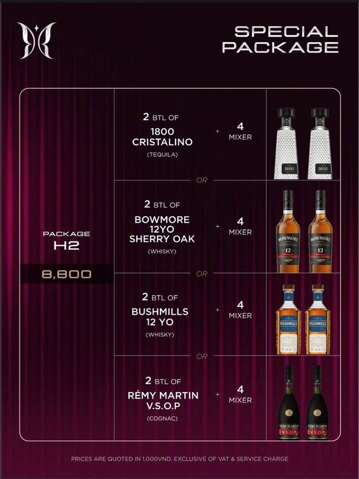KÉN SKYBAR H2 套餐原件：两瓶烈酒四选一加四份 Mixer