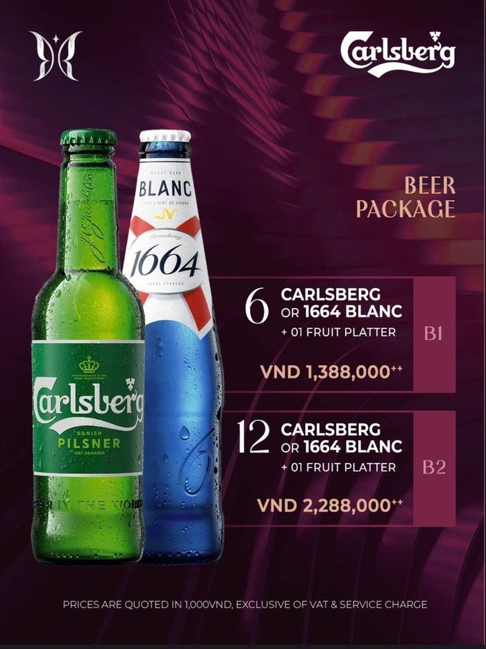 KÉN SKYBAR 啤酒套餐原件 B1 与 B2：Carlsberg 与 1664 Blanc
